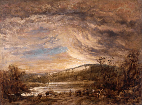 a river landscape sunset